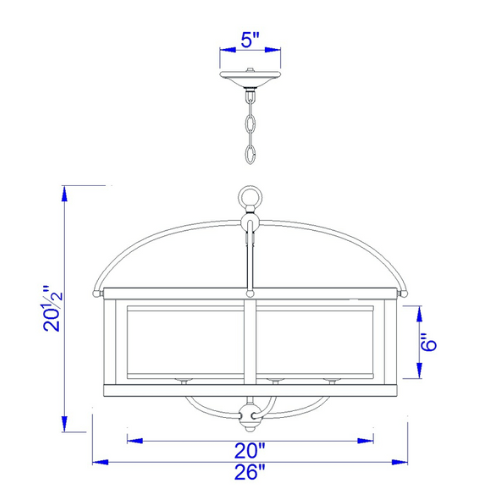 26" Round Pine Organza Pendant Chandelier