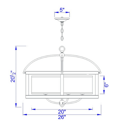 26" Round Pine Organza Pendant Chandelier