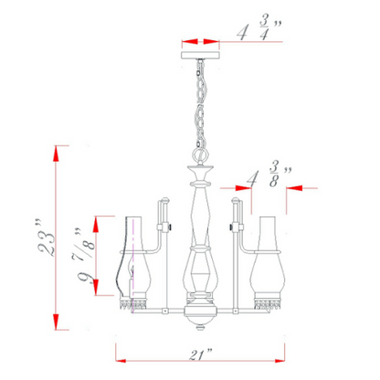 21" Wide 3 Light Trenton Chandelier