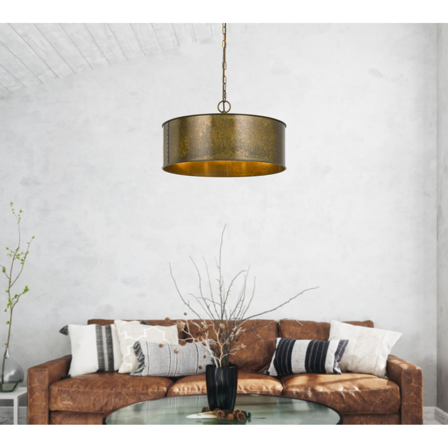 20" Wide Rochefort Distressed 3 Light Pendant Chandelier