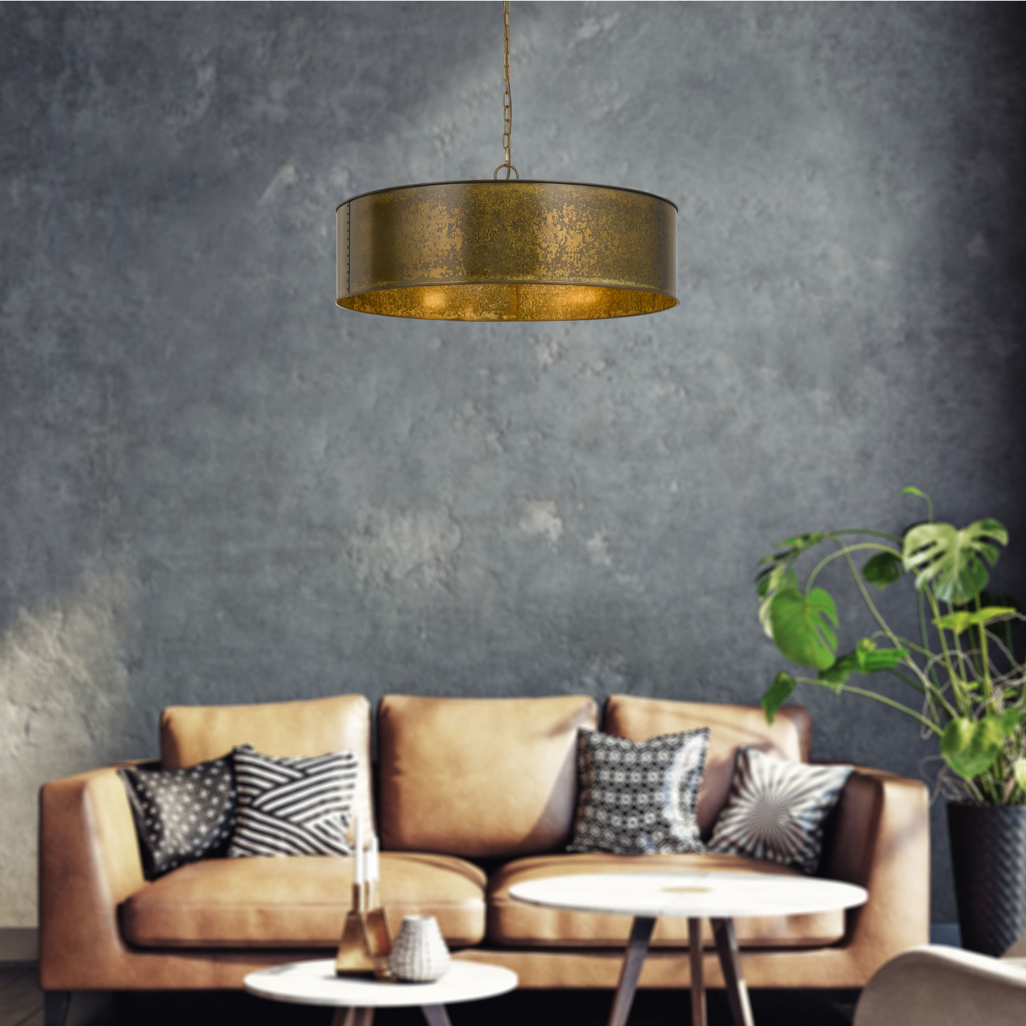 30" Wide Rochefort Distressed 5 Light Pendant Chandelier