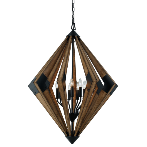 Arezzo 9 Light Large Diamond Wood Chandelier