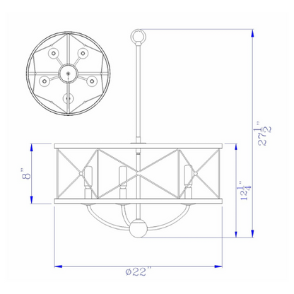 22” Wide Modica Pendant 5 Light Chandelier