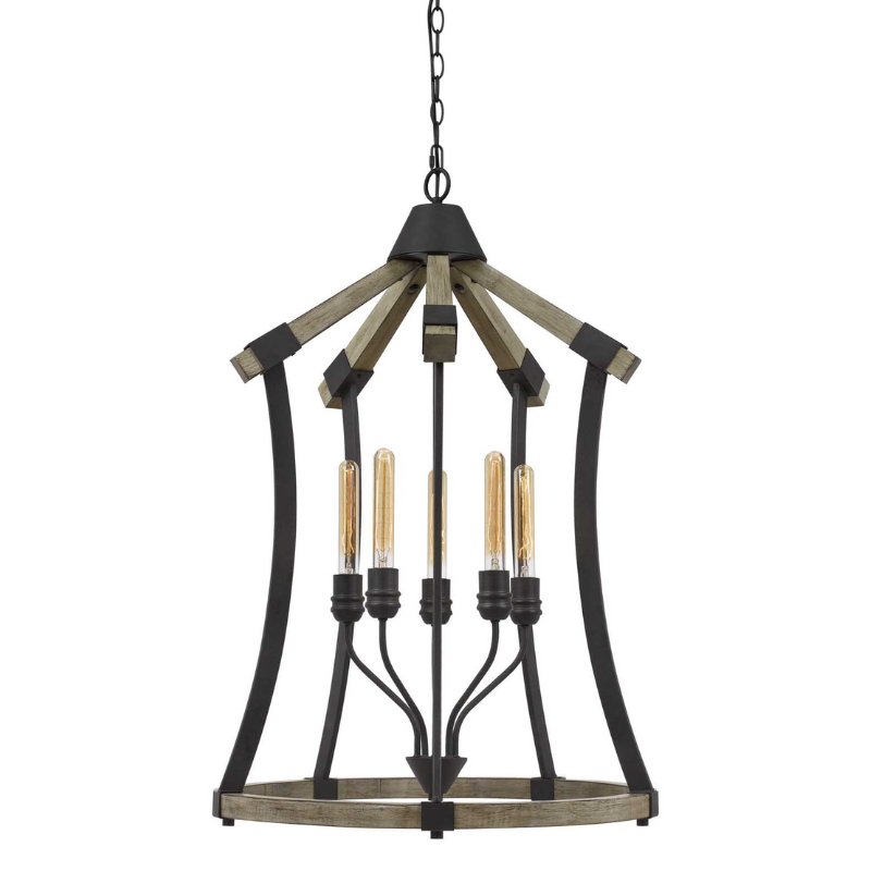 24” Wide 5 Light Modern Rustic Chandelier