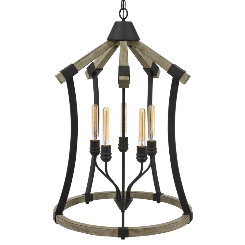 24” Wide 5 Light Modern Rustic Chandelier