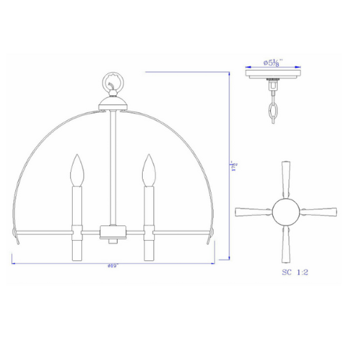 19” Wide Utica 4 Light Chandelier