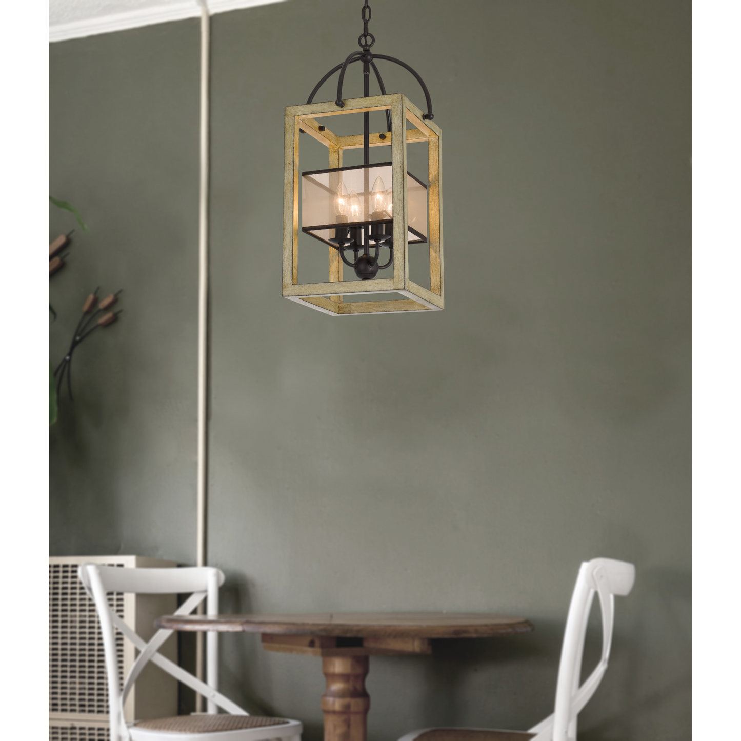 Rectangular Palencia Organza 4 Light Pendant Chandelier