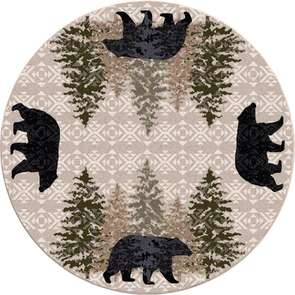 High Point Bear Cabin Rug - Stone