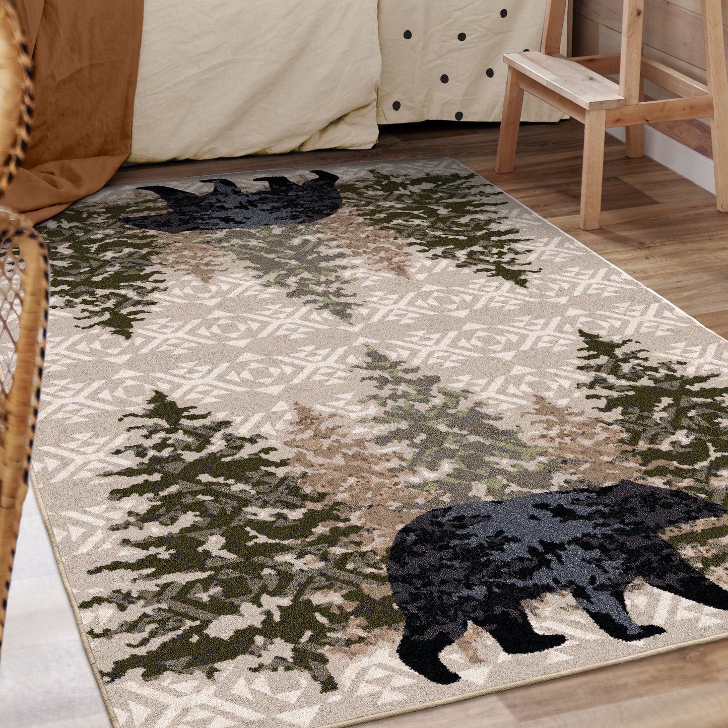 High Point Bear Cabin Rug - Stone