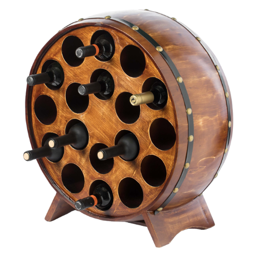 Wood Wine Barrel Rack – 18 Bottle