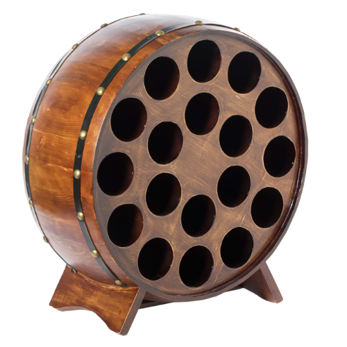 Wood Wine Barrel Rack – 18 Bottle