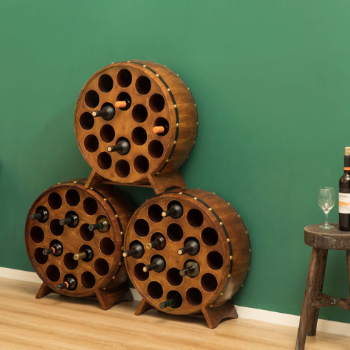 Wood Wine Barrel Rack – 18 Bottle