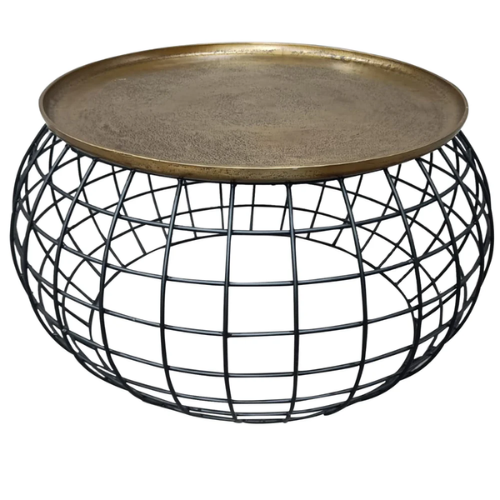 Coffee & End Table Set – Cage w/Brass Top