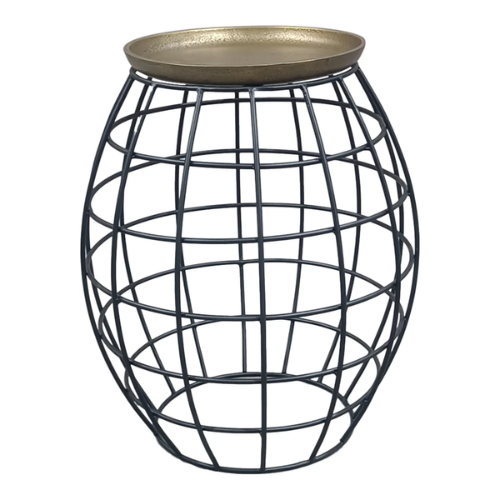 Coffee & End Table Set – Cage w/Brass Top