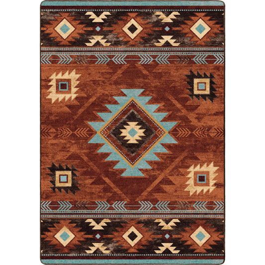 Whiskey River SW Rustic Rug - Rust