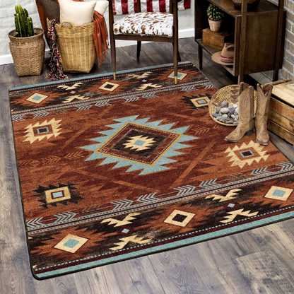 Whiskey River SW Rustic Rug - Rust