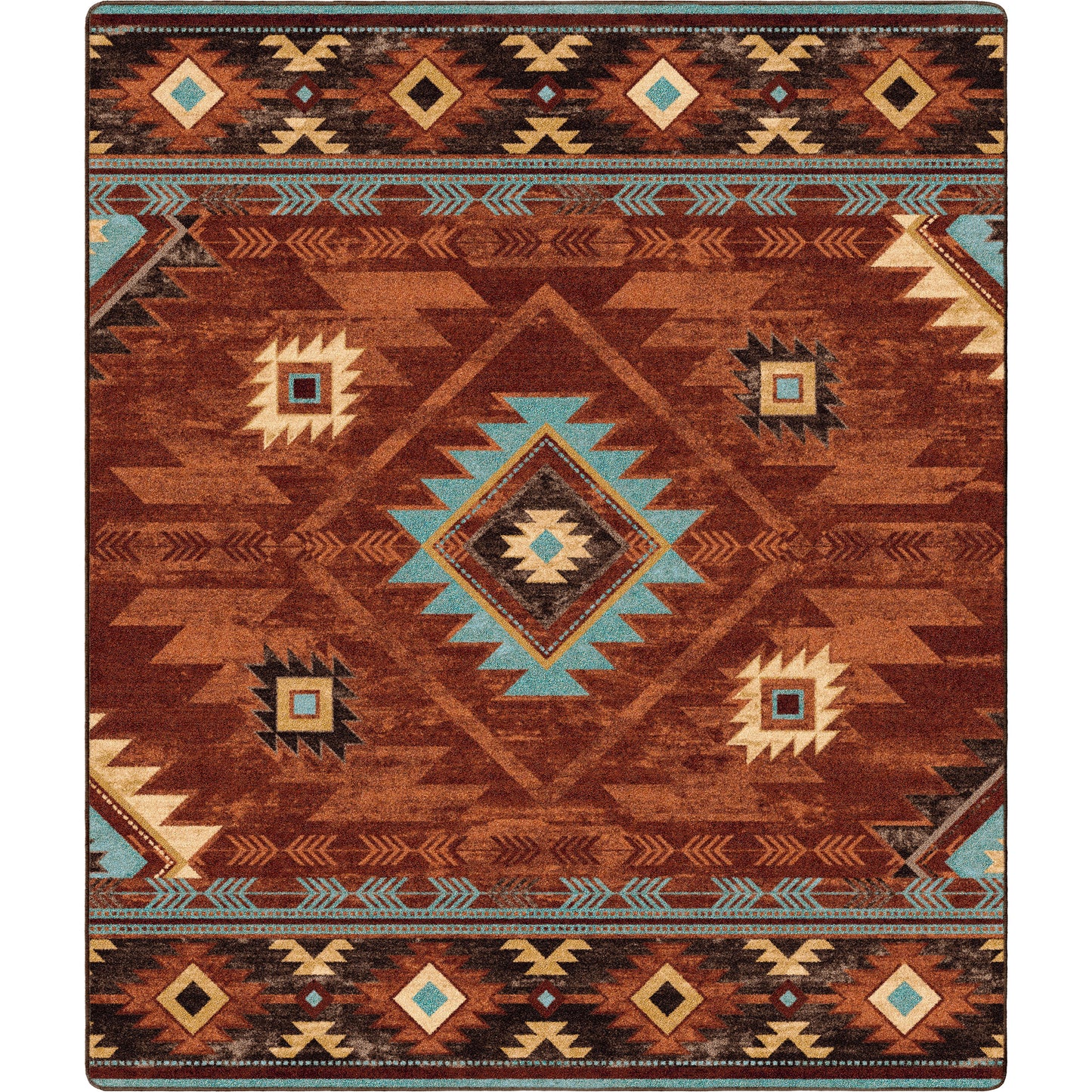 Whiskey River SW Rustic Rug - Rust