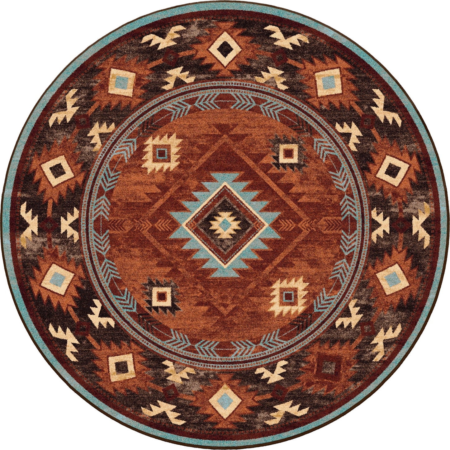 Whiskey River SW Rustic Rug - Rust